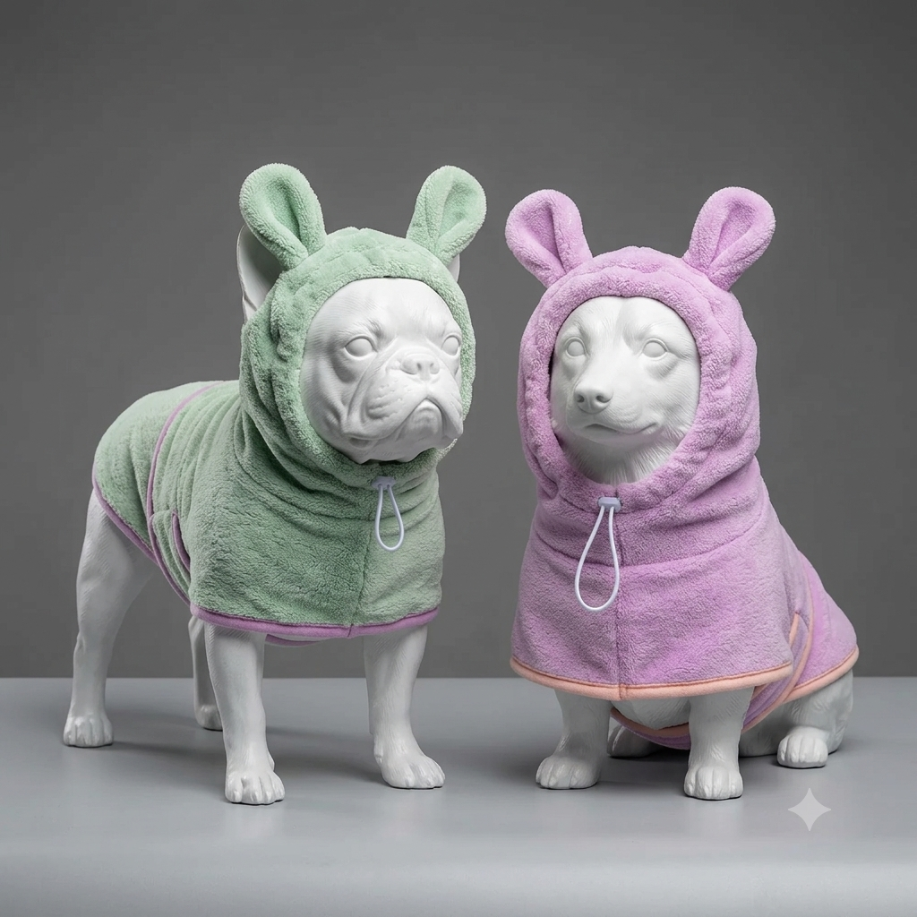 Hooded Pet Bathrobe - Super Absorbent, Fast Drying (XS-XL)