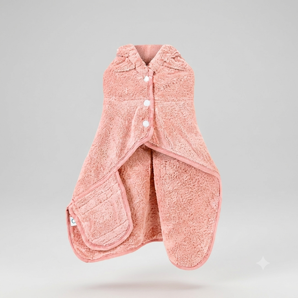 Cotton Hooded Pet Bathrobe with Adjustable Collar & Belly Strap