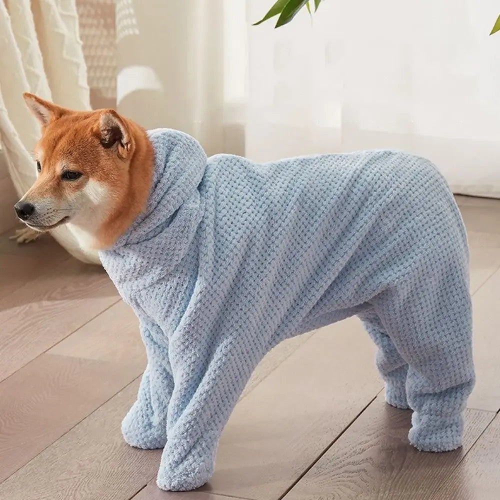 Practical Absorbent Pet Bathing Clothes Full-Coverage Soft Dog Drying Coat Quick-Dry Thickened Pet Bath Towel Winter