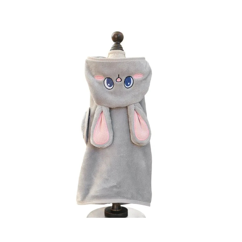 PETCIRCLE Pet dog dog cat bath towel cute small dog cute cartoon gray rabbit purple bathrobe