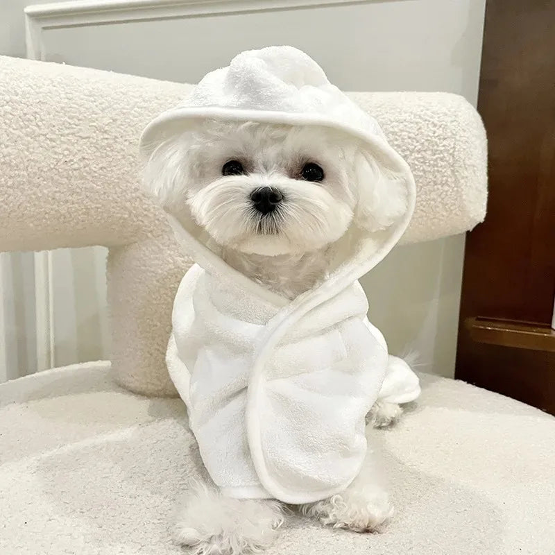 Quick Drying Dog Bathrobe Soft Microfiber Pet Towel Robe Hooded Warm Bath Robe for Small Medium Dogs Cats Puppy Pet Supplies