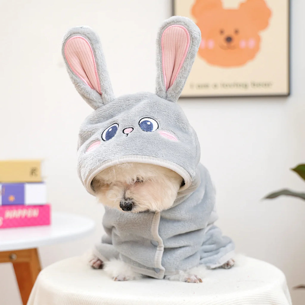 PETCIRCLE Pet dog dog cat bath towel cute small dog cute cartoon gray rabbit purple bathrobe