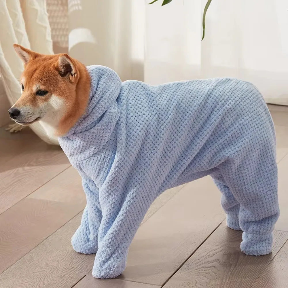 Practical Absorbent Pet Bathing Clothes Full-Coverage Soft Dog Drying Coat Quick-Dry Thickened Pet Bath Towel Winter