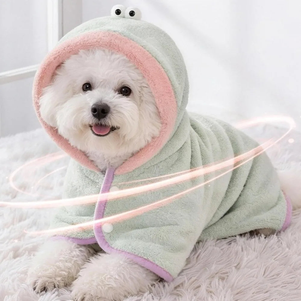 Super Absorbent Dog Hooded Bathrobe Coral Fleece Adjustable Pet Quick Drying Towel Soft Warm Microfiber Dog Towel Cat Dog