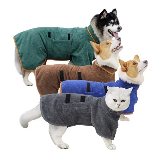 Large Dog Cat Bathrobe Full Coverage Super Absorbent Quick Dry Breathable Pet Robe Pet Health Care And Cleaning Pet Towels