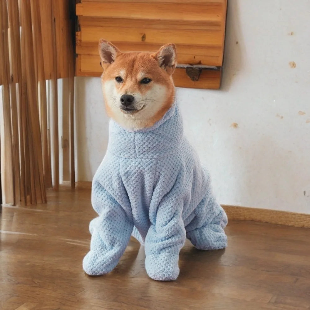 Practical Absorbent Pet Bathing Clothes Full-Coverage Soft Dog Drying Coat Quick-Dry Thickened Pet Bath Towel Winter