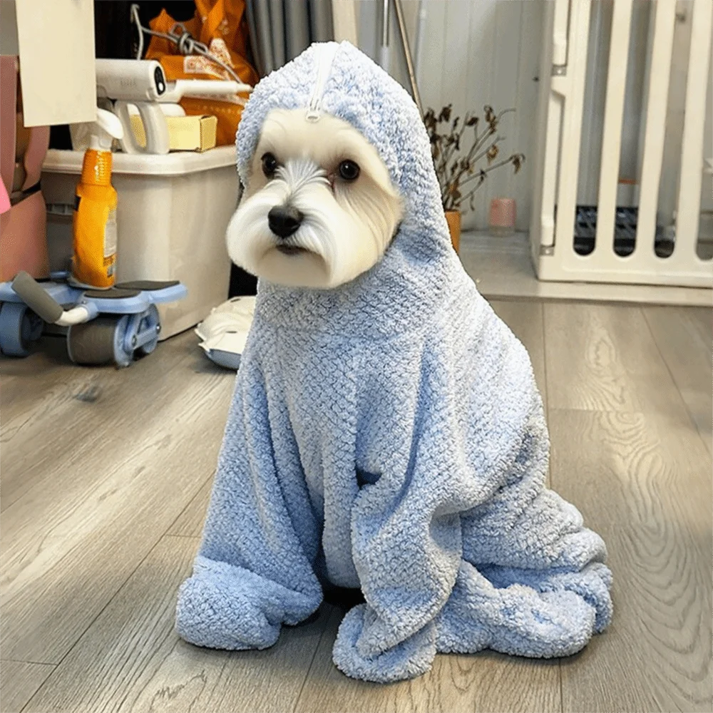 Practical Absorbent Pet Bathing Clothes Full-Coverage Soft Dog Drying Coat Quick-Dry Thickened Pet Bath Towel Winter