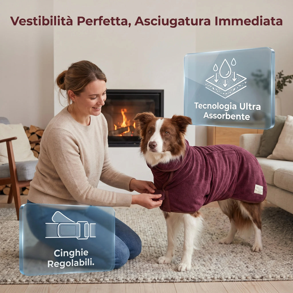 Ultra Absorbent Microfiber Dog Drying Coat Quick-Dry Adjustable Strap Pet Bath Robe Soft Towel Coat for Dogs after Bath