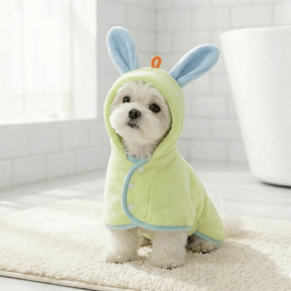 Super Absorbent Dog Hooded Bathrobe Coral Fleece Adjustable Pet Quick Drying Towel Soft Warm Microfiber Dog Towel Cat Dog
