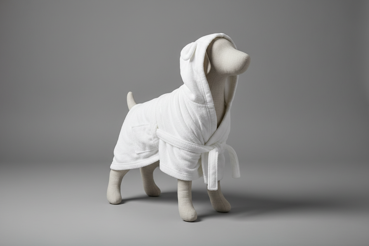 Dog bathrobe grey studio